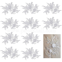 BENECREAT 10pcs Flower Sequence Lace Applique White 3D Applique sew on Patches Embroidery Trim for Bridal Veil Headwear, Wedding Dress Gown DIY Clothing, 19x13cm