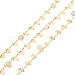 Chaînes de perles de colonne d'agate grise naturelle, avec chaînes de trombones en laiton et breloque ronde plate, soudé, avec bobine, sans plomb et sans cadmium, or, 2x1x0.5mm, 5.5x3x1mm
