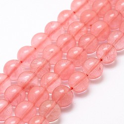 Chapelets de perles cerise quartz en verre, ronde, 4mm, Trou: 1mm, Environ 90 pcs/chapelet, 15 pouce