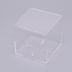Акриловая коробка дисплея бейсбола, квадратный, прозрачные, 8.1x8.1x8.1 см