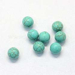 Perles de turquoise synthétique, sphère de pierres précieuses, ronde, teinte, pas de trous / non percés, turquoise, 6mm