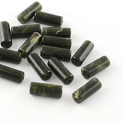Columna de imitación de piedras preciosas perlas de acrílico, verde oliva oscuro, 20x8mm, agujero: 2 mm, aproximamente 480 unidades / 500 g