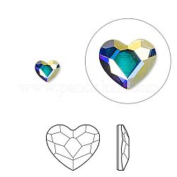 Strass di cristallo austriaco, 2808, passioni cristallo, sventare indietro, cuore sfaccettato, 101 _crystal + ab, 14x12x3mm