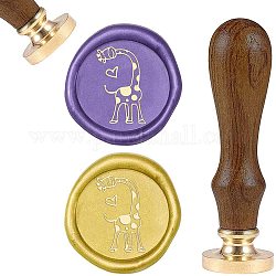 CRASPIRE Wax Seal Stamp Giraffe, Vintage Sealing Wax Stamps Animal Retro Wood Stamp Wax Seal 25mm Removable Brass Seal Wood Handle for Envelopes Invitations Wedding Embellishment