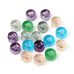 Perlas de vidrio checo transparente, arco iris chapado, facetados, columna, color mezclado, 8~9x6mm, agujero: 3 mm