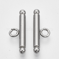 201 Stainless Steel Toggle Clasps Parts, Stainless Steel Color, Bar: 21x7.5x3mm, Hole: 2.5mm