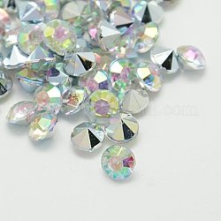 Cabochons de dos pointus de strass d'imitation acrylique de Taiwan, facette, diamant, couleur ab , clair ab, 2x1.5mm