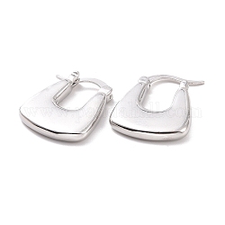 Brass Chunky Rectangle Hoop Earrings for Women, Cadmium Free & Lead Free, Platinum, 21x18x3mm, Pin: 0.7mm