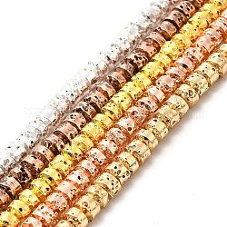 Fili di perle di roccia lavica naturale elettrodeposta, rondelle, colore misto, 3x4.5mm, Foro: 1 mm, circa 127~128pcs/filo, 15.75~15.94 pollice (40~40.5 cm)