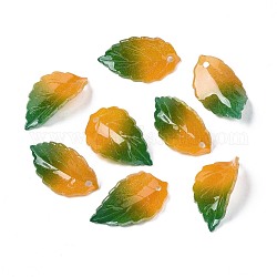 Пластиковые подвески на осеннюю тематику, лист, оранжевые, 22.5~23x13~13.5x4 мм, отверстие : 1.2 мм