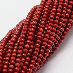 Chapelets de perles en jaspe rouge naturel, ronde, 2mm, Trou: 0.5mm, 190 pcs / chapelet, 15.7 pouce