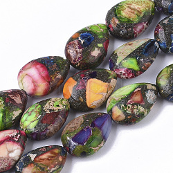 Fili di perle di diaspro imperiale sintetico, tinto, lacrima, colorato, 14x10x5~6mm, Foro: 1 mm, circa 28~30pcs/filo, 15.74 pollice (40 cm)