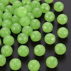 Perles en acrylique de gelée d'imitation, facette, ronde, vert clair, 12x11.5mm, Trou: 1.8mm, environ 560 pcs/500 g
