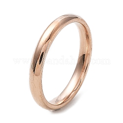 Placcatura ionica (ip) 304 anello a fascia piatta in acciaio inossidabile, oro roso, formato 7, diametro interno: 17mm, 3mm