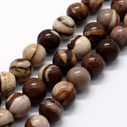 Chapelets de perles en zèbre naturel, ronde, 8mm, Trou: 0.8mm, Environ 47 pcs/chapelet, 14.96 pouce (38 cm)