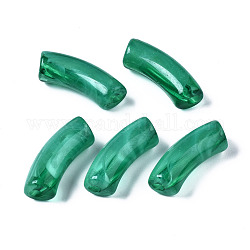 Acryl-Perlen, Nachahmung Edelstein, gebogenes Rohr, grün, 34.5x13x11 mm, Bohrung: 3.5 mm