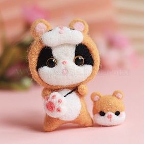 Набор для валяния иглой с брелком в виде мышки, включая инструкции, пена, иглы, шерсть, Брелок, кукла глаз, штифт, Перейти кольцо, разноцветные