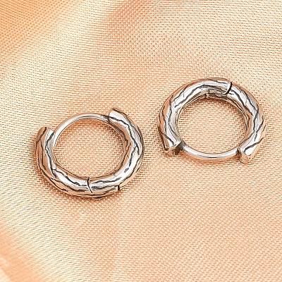 Серьги-кольца из хирургической нержавеющей стали 316 с текстурой EJEW-C160-10C-AS-1