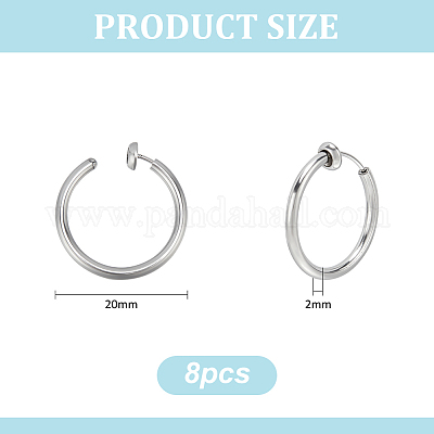 4 пара выдвижных серег-колец из нержавеющей стали 201 STAS-UN0052-03A-1