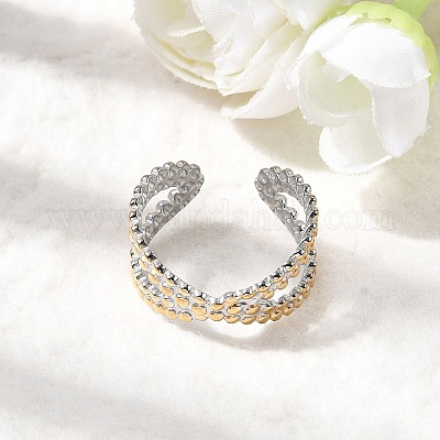 Регулируемые манжеты из нержавеющей стали 304 для женщин RJEW-B150-01GP-10-1