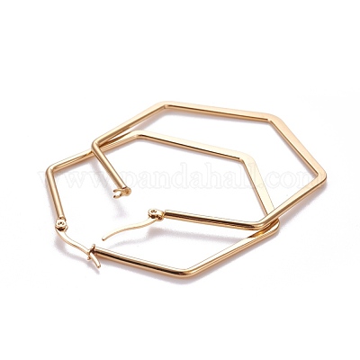 201 серьги-кольца из нержавеющей стали с закругленными углами X-EJEW-F205-13G-B-1