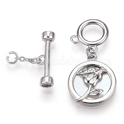 Застежки-тоглы белого цвета KK-P223-12P-02-1