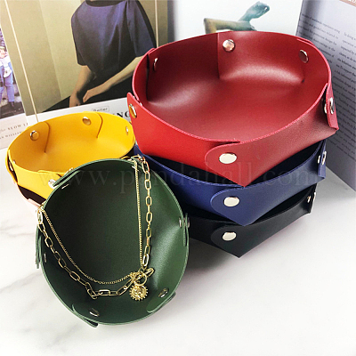 3 шт. двухцветный лоток для хранения из искусственной кожи с кнопкой AJEW-WR0001-80-1