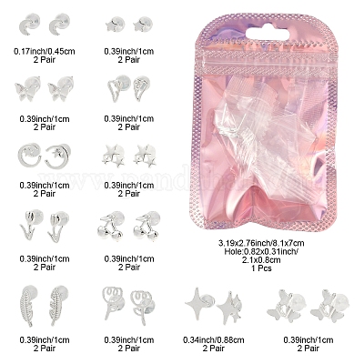 2 пара сережек-гвоздиков из сплава для женщин EJEW-FS0001-27F-1