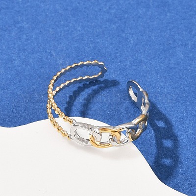 Двухцветные манжетные кольца из нержавеющей стали 304 RJEW-S635-01GP-06-1