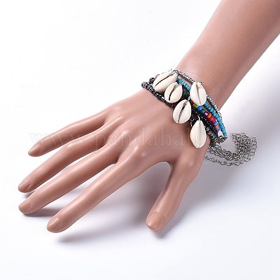 Стекло бисер шарм браслеты BJEW-JB04148-1