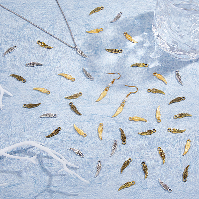 120 шт. 4-х цветные подвески-крылышки из сплава в тибетском стиле TIBEP-DC0001-38-1