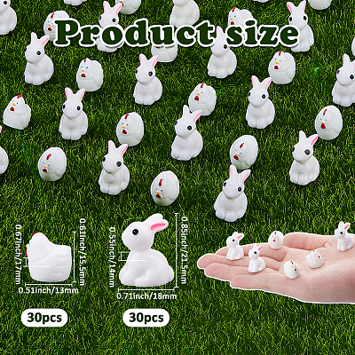 60 шт. 2 стиля смоляных кроликов и цыплят RESI-FH0001-67-1