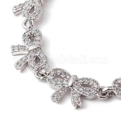 Браслеты-цепочки из латуни с бантом BJEW-D039-44P-1