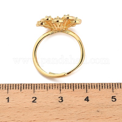 Оправа для колец с цветочным узором из латуни с микропаве из кубических цирконий KK-NH0009-04G-1