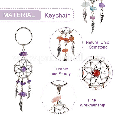 20шт 10-х стилистический брелок с натуральными драгоценными камнями KEYC-KS0001-05-1