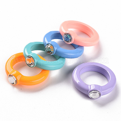 Непрозрачные акриловые кольца на палец X-RJEW-T016-06-1
