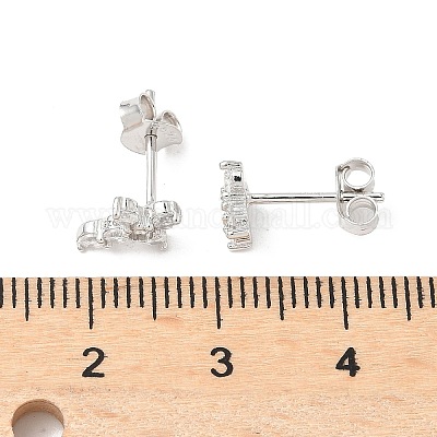 925 серьги-гвоздики из стерлингового серебра с прозрачным кубическим цирконием EJEW-Q032-01B-P-1