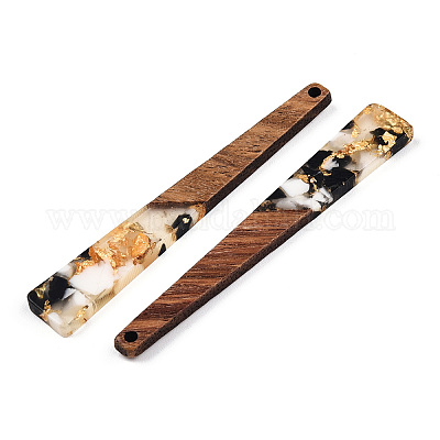 Большие подвески из прозрачной смолы и орехового дерева RESI-TAC0017-46-D04-1