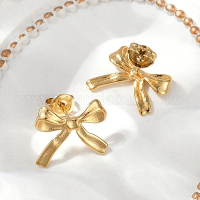 Серьги-гвоздики из нержавеющей стали 304 EJEW-G423-32B-G-1