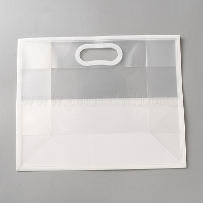 Прямоугольные матовые прозрачные полипропиленовые пластиковые пакеты для хранения с ручками-дырками ABAG-WH0072-004A-1