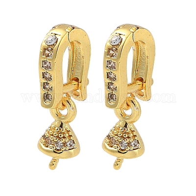 Конусные латунные микропаве кубические цирконии штифты-подвески ZIRC-F141-09G-1