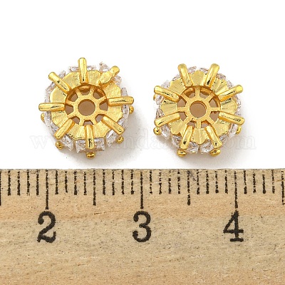 Бусины-проставки из латуни с кубическим цирконием KKB-L215-026G-1