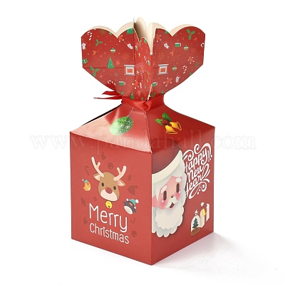 Рождественские тематические бумажные складные подарочные коробки CON-G012-03B-1
