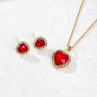 Серьги-гвоздики и подвески из сплава в форме сердца MV2804-1