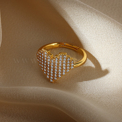 Регулируемые манжеты-кольца из латуни с микропаве из кубического циркония для женщин RJEW-U052-01A-G-1