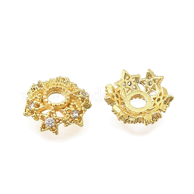 Звездные латунные колпачки с микропаве из кубического циркония KK-K300-05A-G-1
