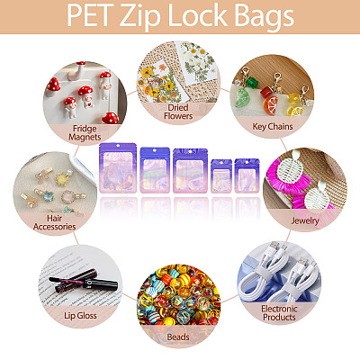 50 шт. 5 стиля прямоугольные блестящие голографические ПВХ пакеты с застежкой-молнией ABAG-TA0001-88-1