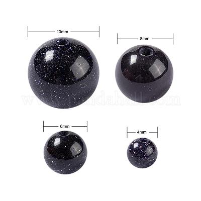 340шт 4 размера синтетические синие бусины из золотистого камня G-LS0001-14-1