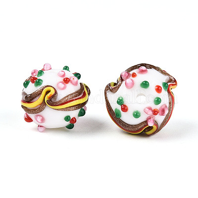 Бусины ручной работы в технике лэмпворк с неровностями LAMP-T022-05G-1