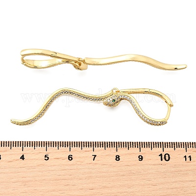 Серьги-кольца в форме змеи из латуни с прозрачным кубическим цирконием EJEW-C147-07G-1